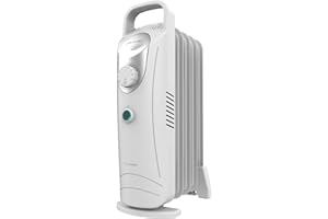 Cecotec Radiador de aceite ReadyWarm 500 Space White. Radiador eléctrico con 5 módulos, bajo consumo de 500 W, sistema de seg