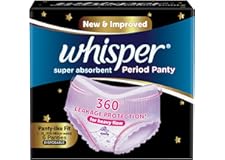 Whisper Super Absorbent Period Panty, 6 L-XL Pants, 360 Degree Leakage Protection for Heavy Flow, Panty like Fit for Full bac