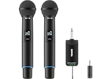 TONOR Micro sans Fil Professionnel, Système de Microphone Rechargeable Bluetooth, Micro Dynamique en Métal UHF 2x25 pour Kara