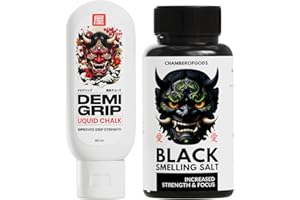 Chamberofgods Demigrip Liquid Chalk and Black Smelling Salt Bundle | Liquid Chalk for Gym & Powerlifting | Smelling Salt for 