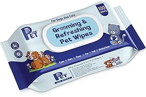 P for PET Grooming Wet Wipes 100 Count (Pack of 1) for Dogs, Cats & All Pets | Purified Water, Glycerin |Anti-Bacterial|Clean