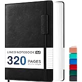 NIRMIRO A4 Lined Notebook, Large A4 Notepad Note Book Hardback with 320 Pages Premium Thick Paper, No bleed, Leather Journals