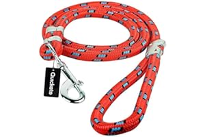 Quickato Stylish 15 MM Nylon Black Rope Dog Cord Training Leash for Medium Sized Dogs with Strong Hook Size (M)