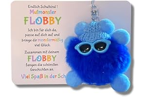 Endlich Schulkind! Mut-Monster FLOBBY, Geschenk Einschulung, Glücksbringer, Mutmacher, Schultüte, Lernhelfer, Anhänger Mäppch