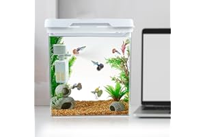 Buraq 4K Transparency Fashion Aquarium Mini Fish Tank with Filter & Light, Polycarbonate Material, Suitable for Home, Living 