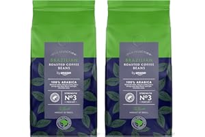 by Amazon Café en Grano Natural de Brazilian, Puro arabica, tueste medio, 1 kg (2 Paquetes de 500g) - Certificado por Rainfor