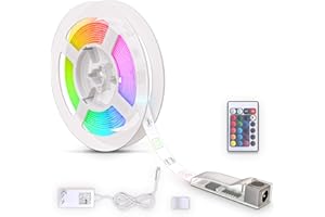 B.K.Licht LED Strip 3m, recubierto de silicona, RGB, control remoto, autoadhesivo, cambio de color, acortable, Tiras LED, cad