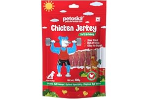 PETOSKA Chicken Jerky- 100gms | Dog Treats Made with Real Chicken Meat | Highly Nutritious | Easy to Digest | Improved Eye Vi