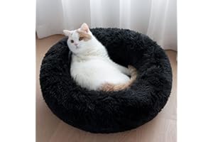 ZEXSAZONE Round Donut Pet Bed for Cats and Puppies Dogs, Cozy and Plush, Raised Bedside Support, Both Sides Use Like 2 in One