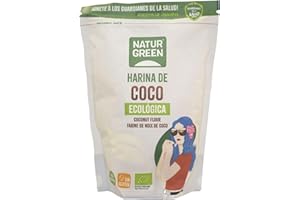 NaturGreen - Harina de Coco Bio, Harina Ecológica Sin Azucar, Sin Gluten Sin Huevo, Dieta Keto, Especial Repostería, 500 Gram