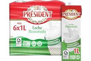 Leche Président desnatada brik 1L – Pack de 6 litros