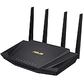 Asus Ax3000 Dual Band WiFi 6 (802.11Ax) 2402 Mbps Router Supporting Mu-Mimo & Ofdma Technology, with Aiprotection Pro Network