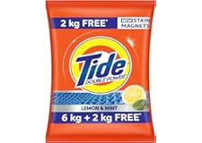 Tide Plus Detergent Washing Powder - 6kg+2kg free | Lemon & Mint Fragrance| Removes deep-seated Oil, Gravy, Tea Stains | 8kg,