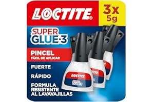 Loctite Super Glue-3 Pincel (pack de 3 tubos x 5 g), pegamento transparente con pincel, adhesivo universal de triple resisten