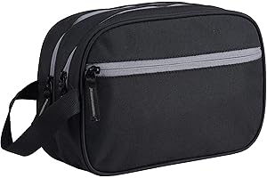 Polyester Toiletry Bag for Travel, Water Resistance Pouch for Toiletries, Shaving Kit & Cosmetics, Black (Black)