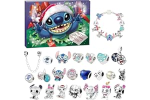 Adventskalender 2024 Kerst Leuke Cartoon Mode Kerst met Armband, DIY Armband Maken Kit Voor Kinderen Volwassenen, 24-Dagen Ke