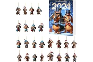 Adventskalender 2024, 24 dagen Kerstmis, verzamelobject, grappige hondenset, kerstadventskalender 2024, schattige teckel spee