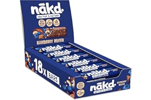 Nākd. Blueberry Muffin | Barritas Raw de Fruta y Frutos Secos | 100% Ingredientes Naturales | Sin Azúcar Añadido | 18 x 35g |