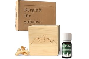 Zirben-Würfel Duft-Set | Zirbenholz-Würfel mit Motiv und Tropfstruktur + BIO Zirben-Öl (10 ml) | Duftspender aus Holz | Erhäl