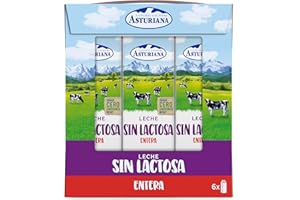 Central Lechera Asturiana Leche Sin Lactosa Entera, Pack 6 x 1L