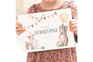 Geburtstagsbuch Erinnerungsalbum – Meine Geburtstage von 1 bis 12, Geschenk zum 1 Geburtstag für Mädchen und Jungs