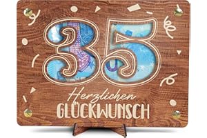 35 Geburtstag - XL Geldgeschenk aus Holz inkl. Ständer | Geschenk 35. Geburtstag - 35 Geburtstag Frauen, 35 Geburtstag Männer