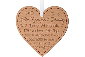 2. Jahrestag Geschenk für Paare 2. Hochzeitstag Geschenke für ihn und sie Jubiläumsgeschenk für Ehemann 2 Jahre Jubiläum Holz