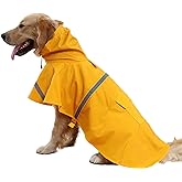 NACOCO Large Dog Raincoat Adjustable Pet Water Proof Clothes Lightweight Rain Jacket Poncho Hoodies with Strip Reflective (XL