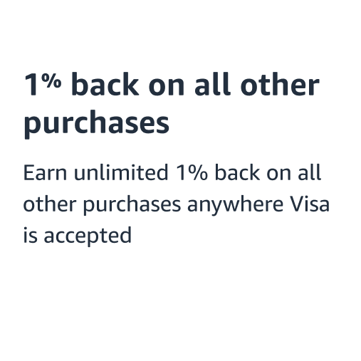 1% back on all other purchases. Earn unlimited 1% back on all other purchases anywhere Visa is accepted