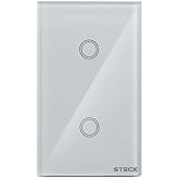 Steck, Interruptor Inteligente 4x2”, Touch Wi-Fi Steck Ambiente Conectado, 2 Módulos, Bivolt, Branco