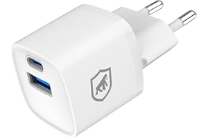 Gshield Carregador de Parede Universal 20W Ultra Rápido Tipo C + USB-A Power Delivery com Chip GaN, Compatível com iPhones e 