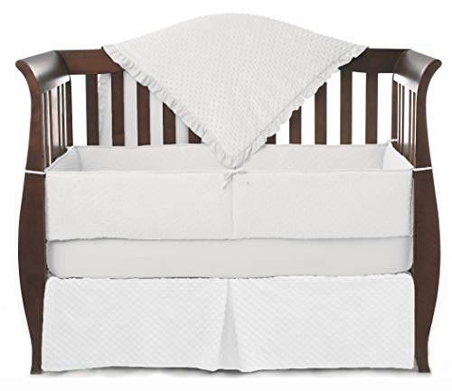 American Baby Company Heavenly Soft Minky Dot 4-Piece Crib Bedding Set, White, for Boys and Girls