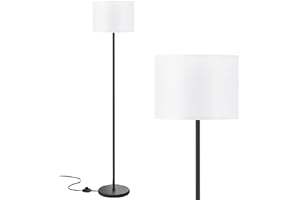 Modern Floor Lamp Simple Design with White Shade, Foot Pedal Switch, Tall Lamps for Living Room Bedroom Office Dining Room Ki