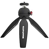 Manfrotto MTPIXIMII-B, PIXI Mini Tripod with Handgrip for Compact System Cameras, for DSLR, Mirrorless, Video, Made in Italy,