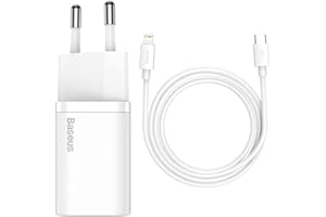 Carregador iPhone 12 Super Si Turbo Pd 20w Baseus + Cabo Pd 20w 1m Branco