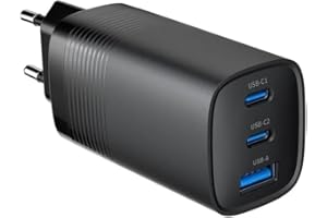 Carregador Turbo de 65W Tres Saídas USB-C e USB para Carregar Seus Dispositivos com Eficiência, Compatível com Iphone, Androi