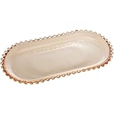 WOLFF Pearl Travessa Oval de Cristal, Laranja (Âmbar), 30 x 15 x 2 cm