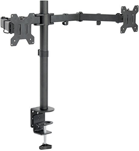 VIVO Dual LCD LED Monitor Desk Mount Stand with C-clamp and Bolt-through Grommet Options | Heavy Duty Fully Adjustable Arms hold Two (2) Screens up to 27