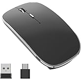 Halpilt Wireless Mouse Chargeable Portable Silent Wireless Mouse USB and Type-C Dual Mode Wireless Mouse 3 Adjustable DPI for