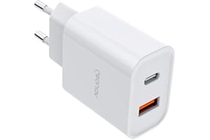 Geonav Carregador Universal Ultra Rápido Duo, 1 X USB-C Power Delivery 20W, 1 X USB Quick Charge 18W, CH20PDQC, Branco