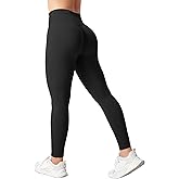 QOQ Womens High Waisted Seamless Workout Leggings Butt Lifting Gym Yoga Pants Booty Scrunch Vital Tummy Control Ruched Tights