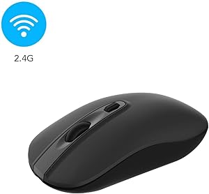 Wireless Computer Mouse, Cimetech 2.4G Slim Cordless Mouse Less Noise for Laptop Ergonomic Optical with Nano Receiver USB Mouse for Laptop, Deskbtop, MacBook (BAT Black)