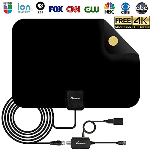 [2019 Upgraded] HDTV Antenna - Digital Amplified HD TV Antenna 60-80 Mile Range 4K HD VHF UHF Freeview Television Local Channels w/Detachable Signal Amplifier and 16.5ft Longer Coax Cable