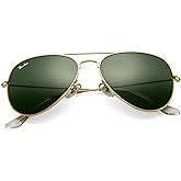 Pro Acme Classic Aviator Sunglasses for Men Women 100% Real Glass Lens