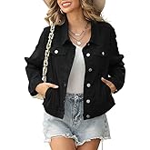 LZLER Womens Denim Jackets,Stretch Slim Fit Jean Jacket