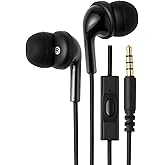 Amazon Basics In Ear Wired Headphones, Earbuds with Microphone No Wireless Technology, 51.18 x 0.79 x 0.51 inches, Black