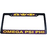 Omega Psi Phi Text Decal Plastic License Plate Frame [Black Car Truck] Car or Truck 65421 65421