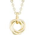 Classy 14K Yellow Gold-Filled Simple Love Knot Circle Pendant Necklace with 20 Inch Chain Elegant Designer Jewelry Gift Idea 