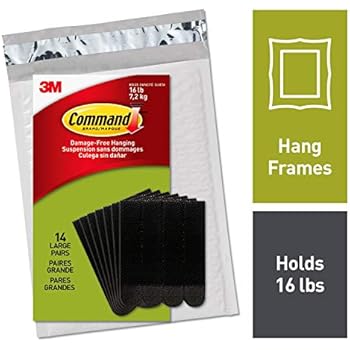 Command PH206BLK-14NA, Picture Hanging Strips, 14 Large Pairs