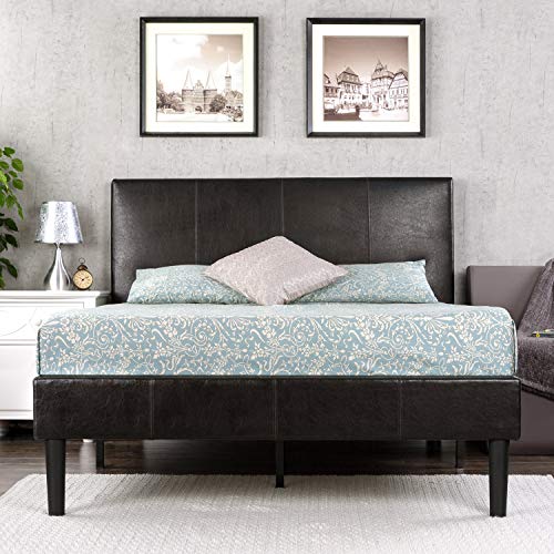 Zinus Gerard Deluxe Faux Leather Upholstered Platform Bed / Mattress Foundation / No Box Spring Needed / Wood Slat Support, Queen